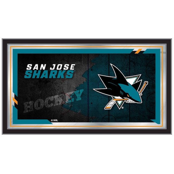 Holland Bar Stool Co San Jose Sharks 15" x 26" Hockey Collector Mirror by Holland Bar Stool Company - MCOLSJSHAR