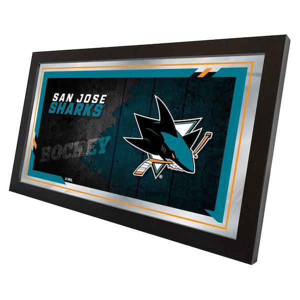 Holland Bar Stool Co San Jose Sharks 15" x 26" Hockey Collector Mirror by Holland Bar Stool Company - MCOLSJSHAR
