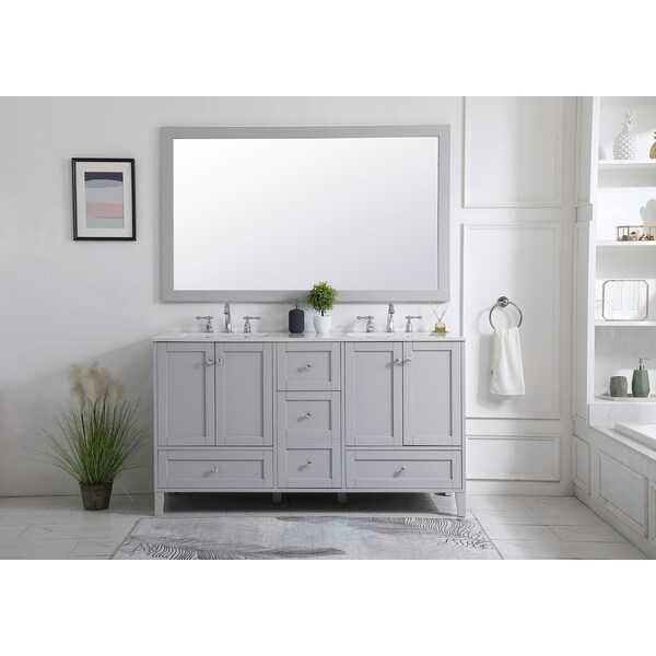 Elegant Decor Aqua Rectangle Vanity Mirror 60 Inch In Grey - VM26036GR