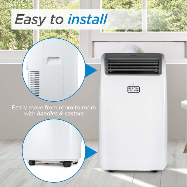 Black & Decker 10,000 BTU Cooling SACC/CEC, Portable Air Conditioner with Heater, 14,000 BTU Cooling ASHRAE 128 - BPT10HWTB