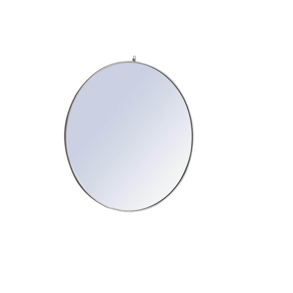 Elegant Decor Metal Frame Round Mirror With Decorative Hook 48 Inch Silver Finish - MR4069S