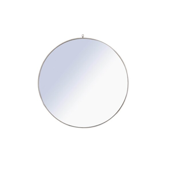 Elegant Decor Metal Frame Round Mirror With Decorative Hook 48 Inch Silver Finish - MR4069S