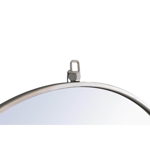 Elegant Decor Metal Frame Round Mirror With Decorative Hook 48 Inch Silver Finish - MR4069S