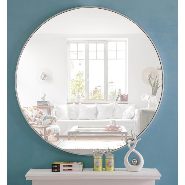 Elegant Decor Metal Frame Round Mirror 48 Inch Silver Finish - MR4049S