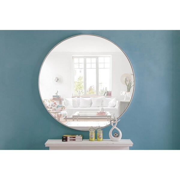 Elegant Decor Metal Frame Round Mirror 48 Inch Silver Finish - MR4049S