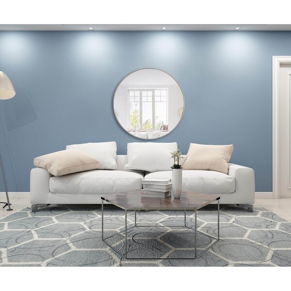 Elegant Decor Metal Frame Round Mirror 48 Inch Silver Finish - MR4049S