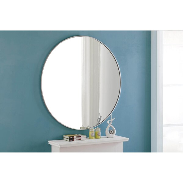 Elegant Decor Metal Frame Round Mirror 48 Inch Silver Finish - MR4049S