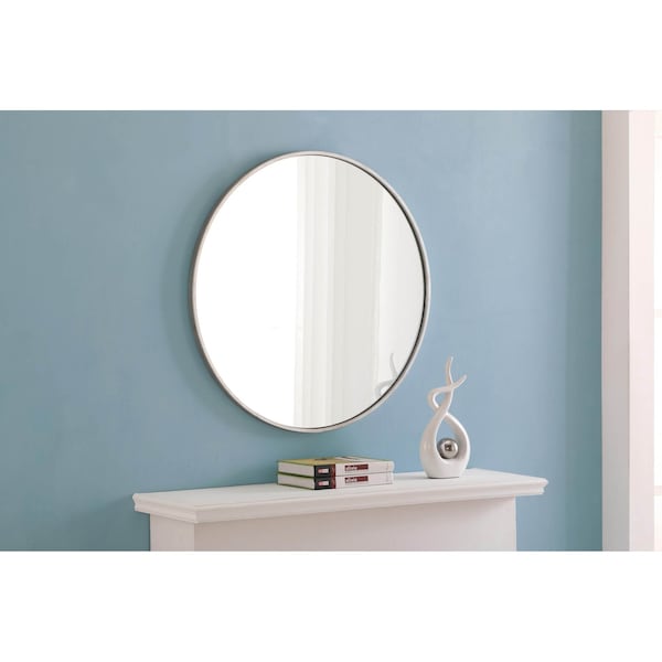 Elegant Decor Metal Frame Round Mirror 28 Inch Silver Finish - MR4036S