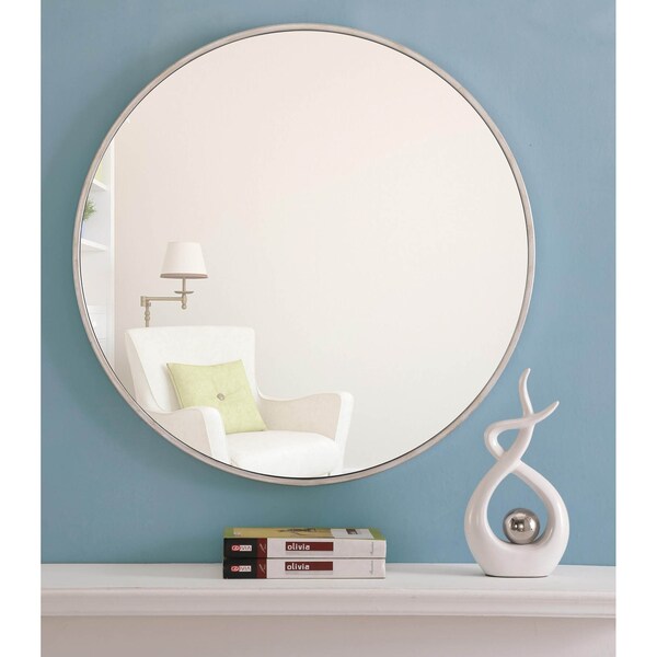 Elegant Decor Metal Frame Round Mirror 28 Inch Silver Finish - MR4036S