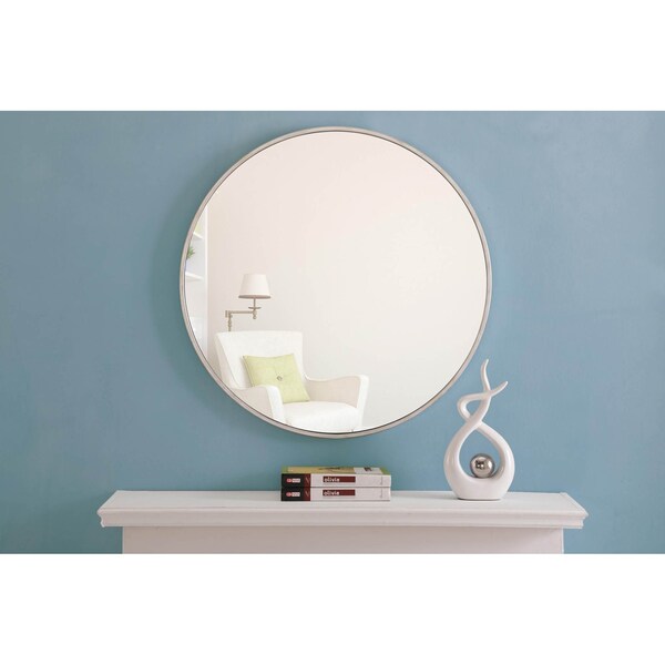 Elegant Decor Metal Frame Round Mirror 28 Inch Silver Finish - MR4036S