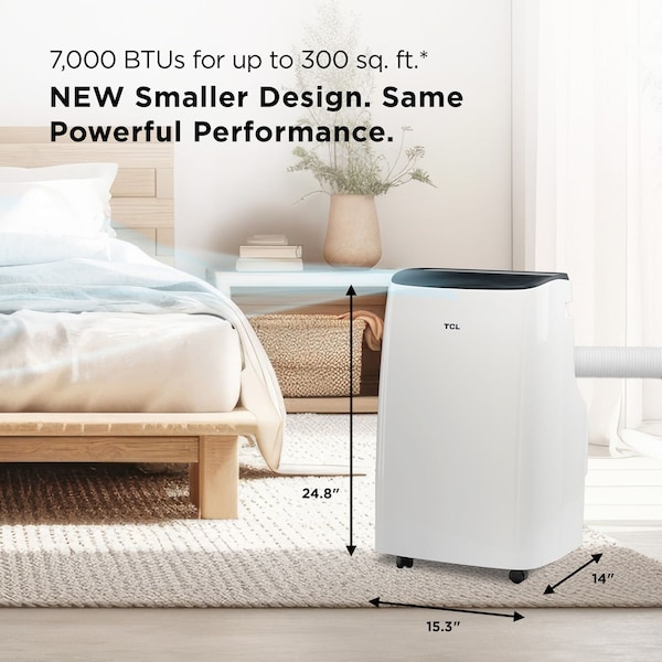 Tcl 7,000 BTU SACC 11,000 BTU ASHRAE Smart Portable Air Conditioner - H7P38W