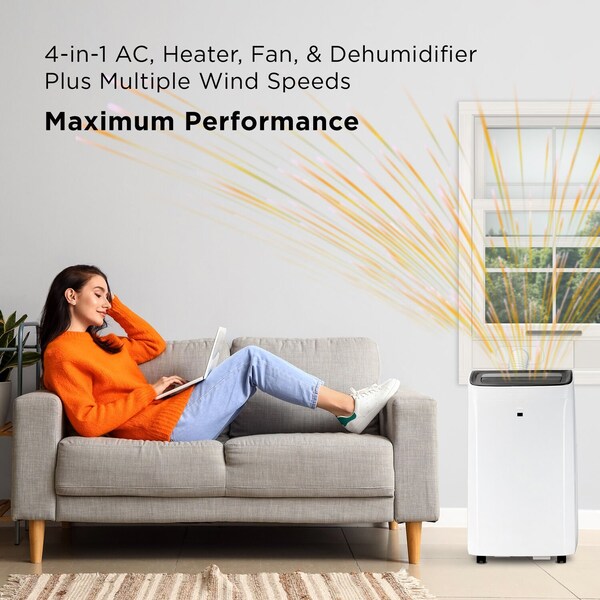 Tcl 10,000 BTU 14,000 BTU ASHRAE Smart Portable Air Conditioner with Heat - H10PH36W