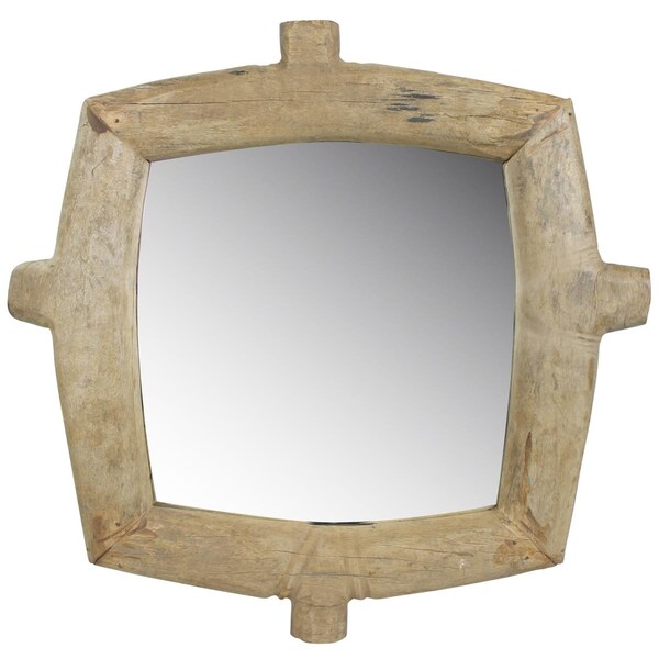 Gfancy Fixtures Wooden Square Wall Mirror, Natural - GF3096891