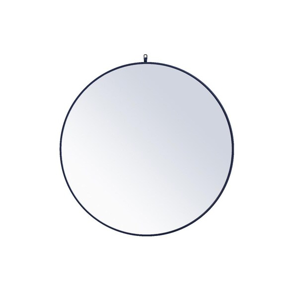 Blueprints 42 in. Metal Frame Round Mirror with Decorative Hook, Blue - BL2222503