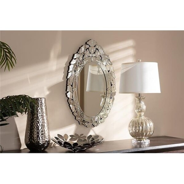 Baxton Studio Baxton Studio RXW-6162-1 Livia Classic & Traditional Silver Finished Venetian Style Accent Wall Mirror - RXW-6162-1