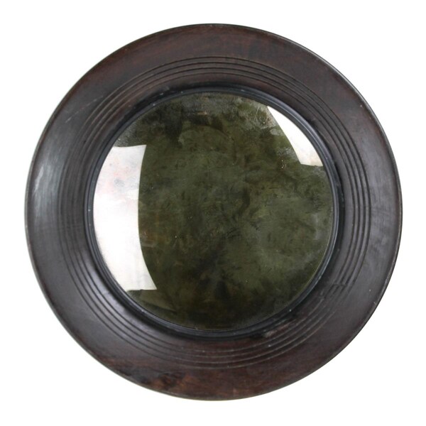 Gfancy Fixtures 11.5 x 2.25 x 2.6 in. Dark Brown Wooden Convex Mirror - GF3098186