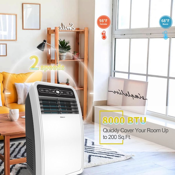 Edendirect 4,000 BTU Portable Air Conditioner Cools 200 Sq. Ft. with Dehumidifier, 2 Fan Speeds and Remote - ED-SPF1-08C