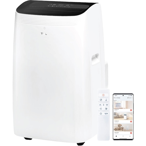 Tcl 10000 BTU Q-Series Dual Hose Portable Inverter AC with Heater, 450 Sq.Ft - H10PDH56W