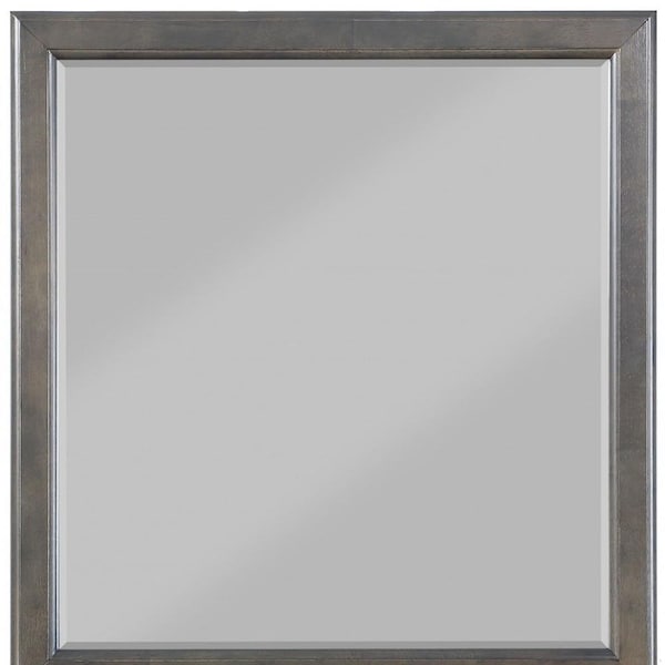 Homeroots 1 x 36 x 38 in. Dark Gray Wood Mirror - 347120