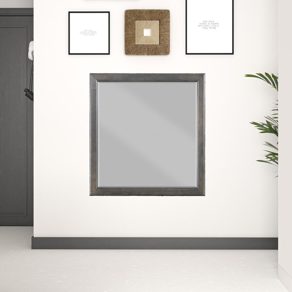 Homeroots 1 x 36 x 38 in. Dark Gray Wood Mirror - 347120