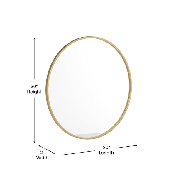 Flash Furniture 30" Round Gold Metal Framed Accent Wall Mirror - HFKHD-0GD-CRE8-491315-GG