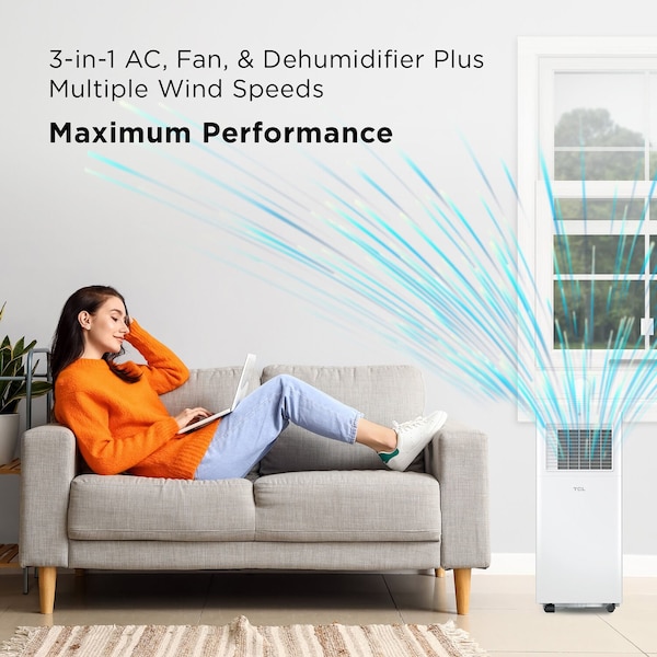 Tcl 5,000 BTU SACC 8,100 BTU ASHRAE Smart Portable Air Conditioner - H5P44W