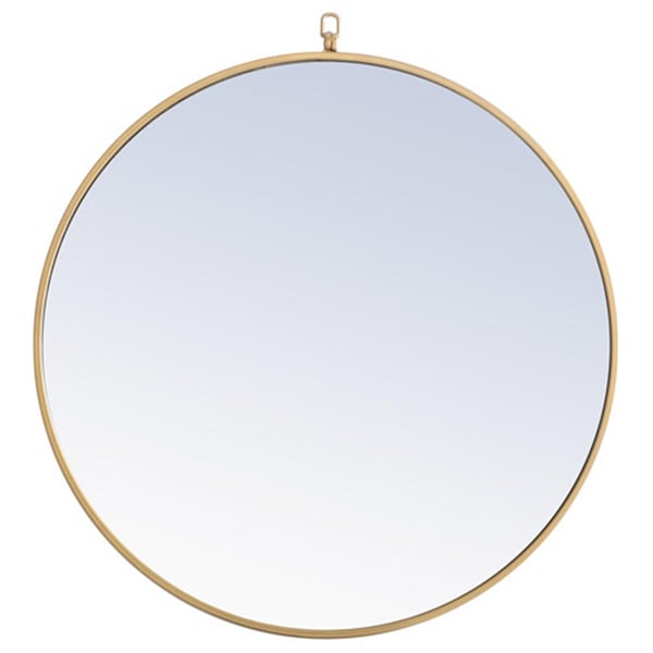 Doba-Bnt 28 in. Eternity Metal Frame Round Mirror with Decorative Hook, Brass - SA2945029