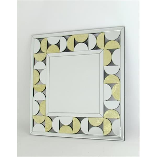 Sleep Ez 33 x 25.5 x 0.625 in. Beveled Squared Mirror Gold Leaf Design - Mirror - SL3286224