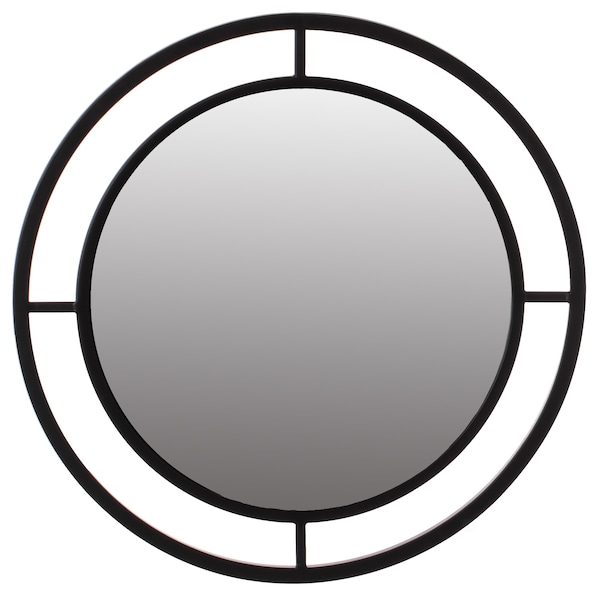 Uniquewise Decorative Round Shaped with Circle Ring Frame Black Metal Wall Mounted Modern Mirror - QI004578