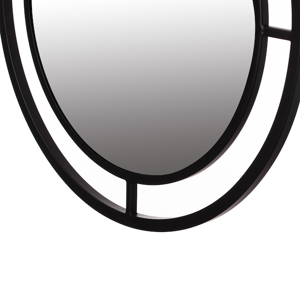 Uniquewise Decorative Round Shaped with Circle Ring Frame Black Metal Wall Mounted Modern Mirror - QI004578