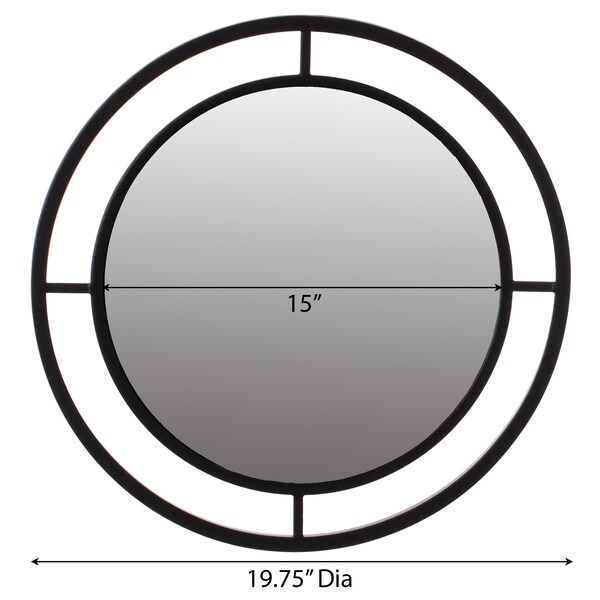 Uniquewise Decorative Round Shaped with Circle Ring Frame Black Metal Wall Mounted Modern Mirror - QI004578