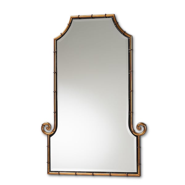 Baxton Studio Layan Glamourous Hollywood Regency Style Gold Finished Metal Bamboo Inspired Accent Wall Mirror - 177-11072-ZORO