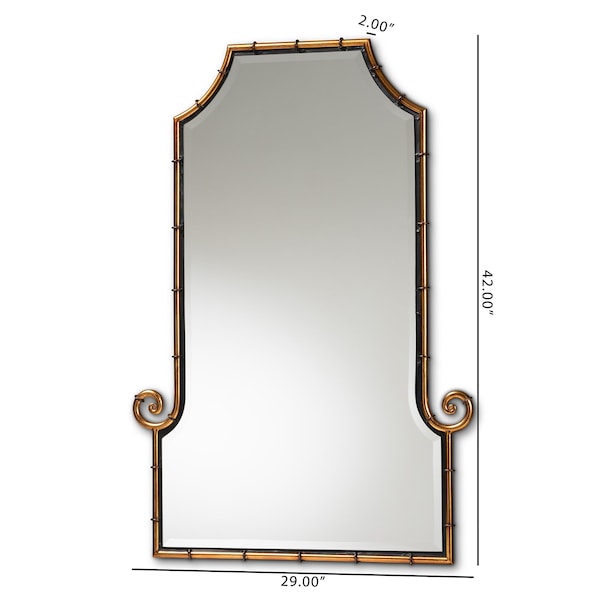 Baxton Studio Layan Glamourous Hollywood Regency Style Gold Finished Metal Bamboo Inspired Accent Wall Mirror - 177-11072-ZORO