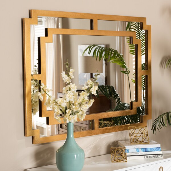 Baxton Studio Dayana Modern and Contemporary Antique Gold Finished Wood Accent Wall Mirror - 222-12932-ZORO
