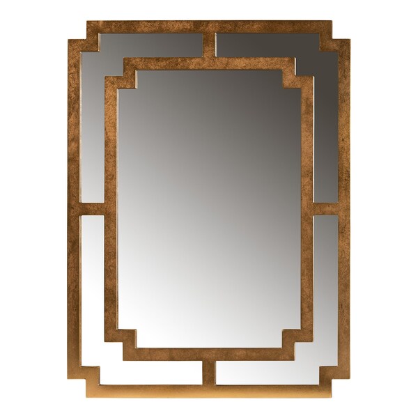 Baxton Studio Dayana Modern and Contemporary Antique Gold Finished Wood Accent Wall Mirror - 222-12932-ZORO