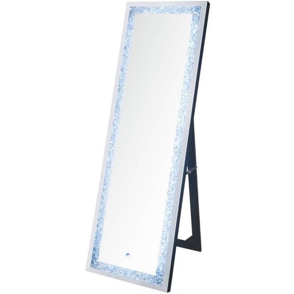 Acme Furniture Industry Inc ACME Furniture 97713 19 x 60 in. Noralie Floor Mirror with LED; Mirrored & Faux Diamonds - 97713
