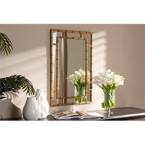 Baxton Studio Baxton Studio RXW-8008 Adra Modern & Contemporary Gold Finished Bamboo Accent Wall Mirror - RXW-8008