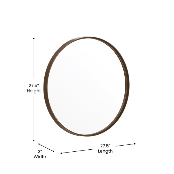 Flash Furniture 27.5" Round Bronze Metal Framed Accent Wall Mirror - HFMHD-275-CRE8-512315-GG