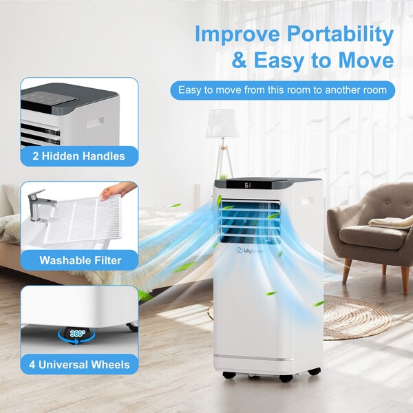 Edendirect 6,000 BTU Portable Air Conditioner Cools 450 Sq. Ft. with Heater, Dehumidifier and Remote in White - ED-OX-10KH