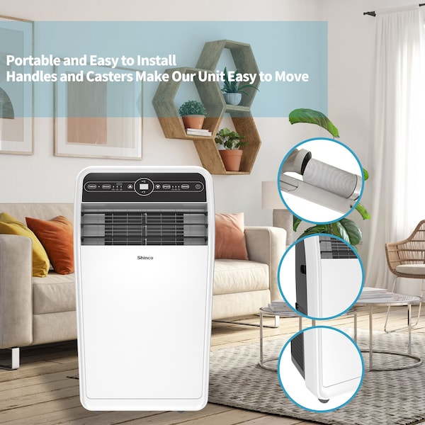 Edendirect 6,400 BTU Portable Air Conditioner Cools 300 Sq. Ft. with Dehumidifier, 3 Fan Speeds and Remote - ED-SPF1-10C