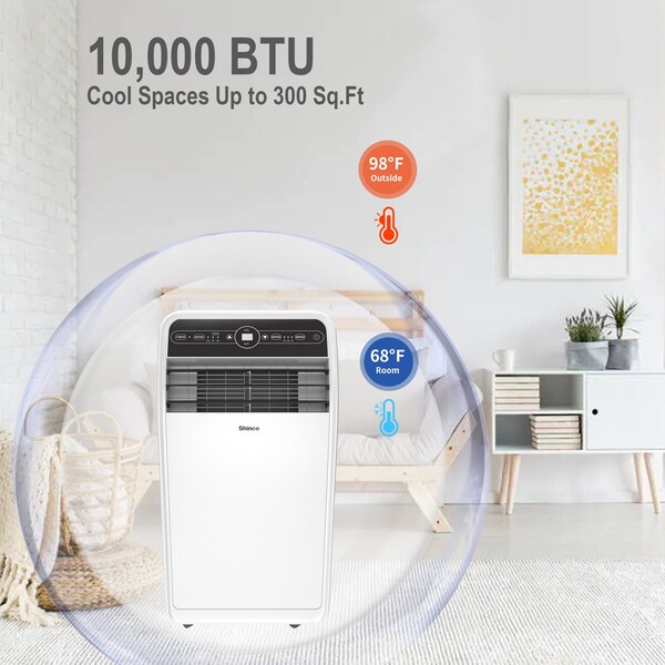 Edendirect 6,400 BTU Portable Air Conditioner Cools 300 Sq. Ft. with Dehumidifier, 3 Fan Speeds and Remote - ED-SPF1-10C