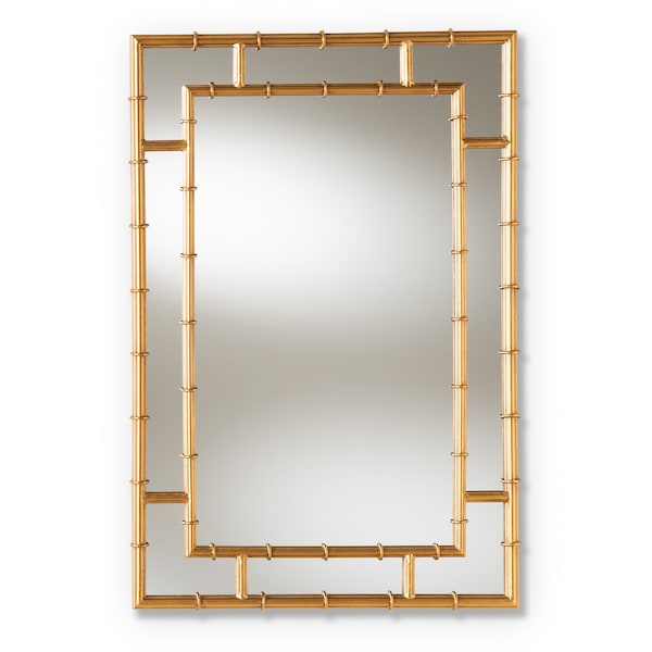 Baxton Studio Adra Modern Gold Finished Bamboo Accent Wall Mirror - 150-8891