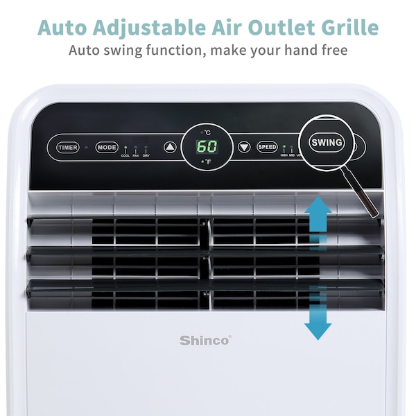 Edendirect 7,800 BTU Portable Air Conditioner Cools 400 Sq. Ft. with Dehumidifier, 3 Fan Speeds and Remote - ED-SPF1-12C