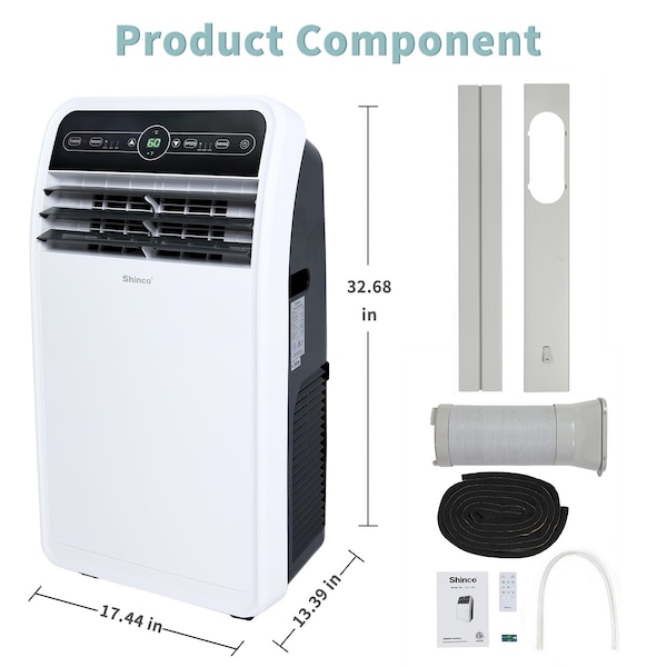 Edendirect 7,800 BTU Portable Air Conditioner Cools 400 Sq. Ft. with Dehumidifier, 3 Fan Speeds and Remote - ED-SPF1-12C