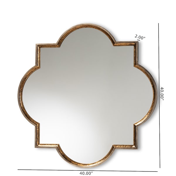 Baxton Studio Tiana Vintage Antique Bronze and Gold Finished Metal Quatrefoil Accent Wall Mirror - 177-11071-ZORO