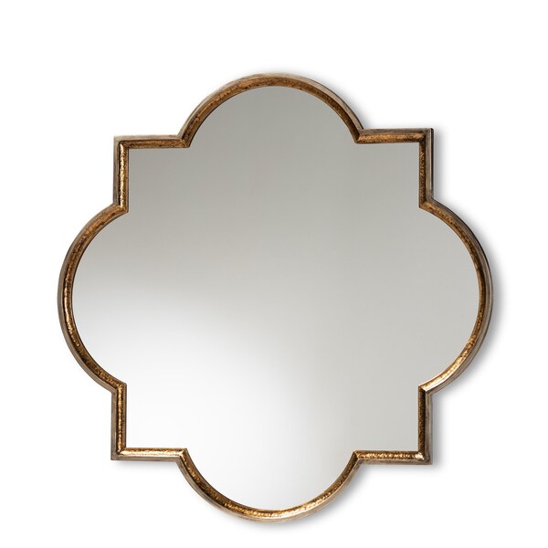 Baxton Studio Tiana Vintage Antique Bronze and Gold Finished Metal Quatrefoil Accent Wall Mirror - 177-11071-ZORO