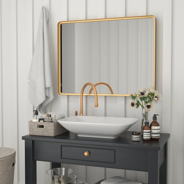 Flash Furniture 30x40 Gold Metal Wall Mirror - 2 Inch Deep Frame - HMHD-22M138YB-GLD-GG