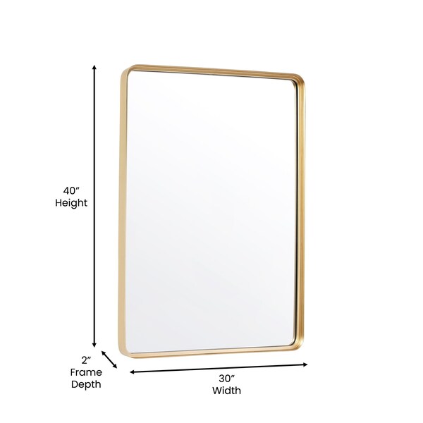 Flash Furniture 30x40 Gold Metal Wall Mirror - 2 Inch Deep Frame - HMHD-22M138YB-GLD-GG