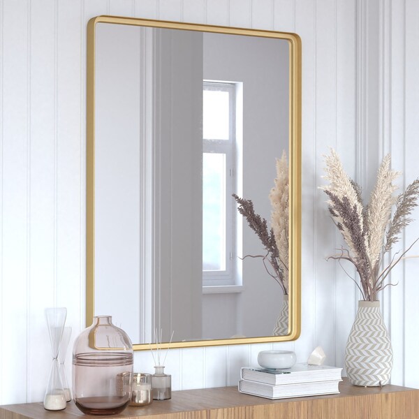 Flash Furniture 30x40 Gold Metal Wall Mirror - 2 Inch Deep Frame - HMHD-22M138YB-GLD-GG