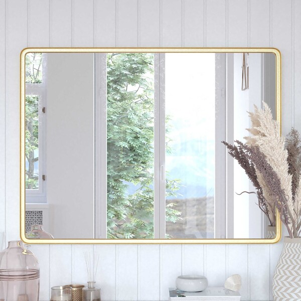 Flash Furniture 30x40 Gold Metal Wall Mirror - 2 Inch Deep Frame - HMHD-22M138YB-GLD-GG